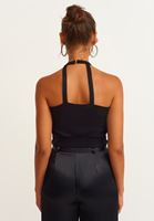 Bayan Siyah Cut-Out Yaka Detaylı Bluz