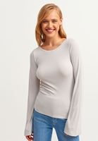 Bayan Gri Flare Kollu Tişört