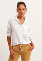 Bayan Beyaz Pamuklu Oversize Gömlek