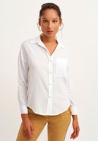 Bayan Beyaz Pamuklu Oversize Gömlek