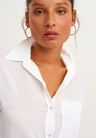 Bayan Beyaz Pamuklu Oversize Gömlek