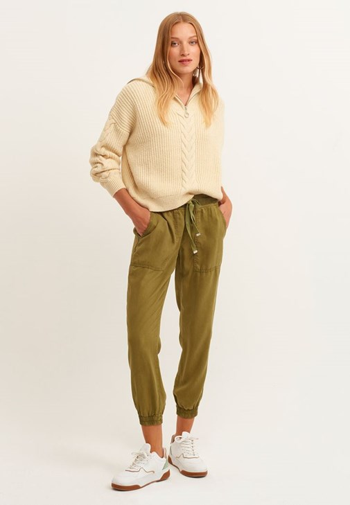 Yeşil Yumuşak Dokulu Jogger Pantolon ( TENCEL™ )