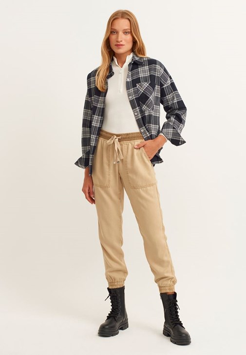 Bej Yumuşak Dokulu Jogger Pantolon ( TENCEL™ )