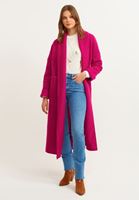 Bayan Pembe Yün Karışımlı Uzun Cepli Kaban