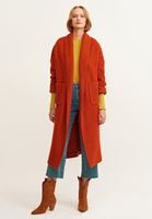 Bayan Kiremit Yün Karışımlı Uzun Cepli Kaban