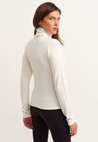 Bayan Krem Yün Karışımlı Boğazlı Triko