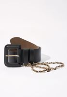 Bayan Siyah Zincir Detaylı Kemer