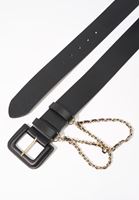 Bayan Siyah Zincir Detaylı Kemer