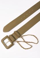 Bayan Yeşil Zincir Detaylı Kemer