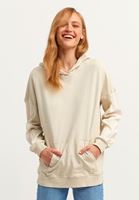 Bayan Açık Krem Pamuklu Oversize Sweatshirt