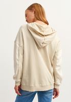 Bayan Açık Krem Pamuklu Oversize Sweatshirt