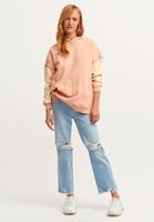 Bayan Pembe Pamuklu Oversize Sweatshirt