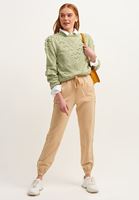 Bayan Bej Pamuklu High-Rise Jogger Pantolon
