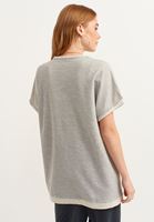 Bayan Gri Pamuklu Oversize Sweat Top