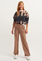Women Brown High-rise Wide-leg Pants