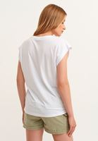 Bayan Beyaz Biye Detaylı V-Neck Tişört