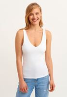 Bayan Beyaz Askı Detaylı V-Neck Tank Top
