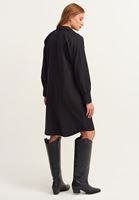 Bayan Siyah Casual Poplin Gömlek Elbise