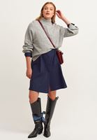 Bayan Lacivert Casual Poplin Gömlek Elbise