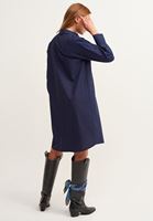 Bayan Lacivert Casual Poplin Gömlek Elbise