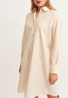 Bayan Açık Krem Casual Poplin Gömlek Elbise