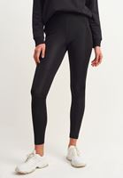 Bayan Siyah Parlak Dokulu Legging Tayt