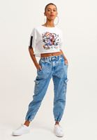 Bayan Mavi Pamuklu Denim Jogger Pantolon