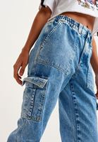 Bayan Mavi Pamuklu Denim Jogger Pantolon