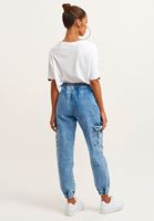 Bayan Mavi Pamuklu Denim Jogger Pantolon