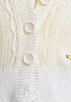 Bayan Beyaz Nakışlı ve Düğmeli Triko Hırka