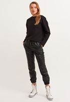 Bayan Siyah Artwork Baskılı Zero-Neck Sweatshirt