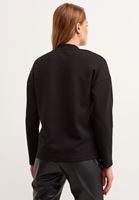 Bayan Siyah Artwork Baskılı Zero-Neck Sweatshirt