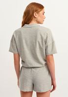 Bayan Gri Yaka Detaylı Crop Sweatshirt