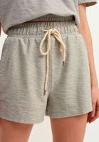 Bayan Gri Beli Lastikli Sweat Short