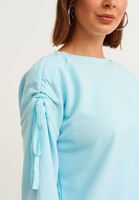 Bayan Mavi Kol Detaylı Sweatshirt