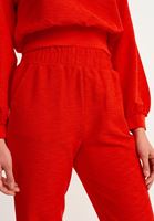 Bayan Kırmızı Beli Lastikli ve Cepli Sweat Pantolon