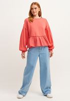 Bayan Pembe Boot-Neck Balon Kollu Bluz