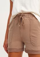 Bayan Kahverengi Pamuklu Bağcıklı Kısa Şort