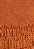 Bayan Turuncu Toka ve Gipe Detaylı Crop Triko Top