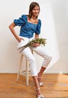 Bayan Beyaz Ultra Yüksek Bel Mom-Fit Pantolon