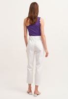 Bayan Beyaz Ultra Yüksek Bel Mom-Fit Pantolon
