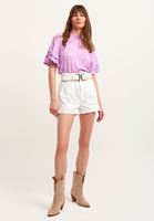 Bayan Beyaz Yüksek Bel Mini Şort