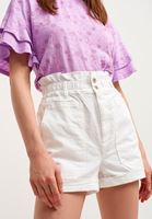 Bayan Beyaz Yüksek Bel Mini Şort