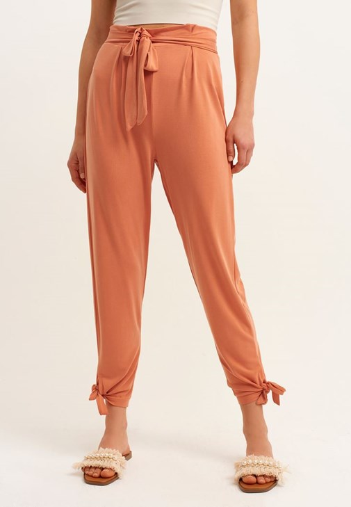 Cupro Pantolon ve Dikişsiz Crop Kombini