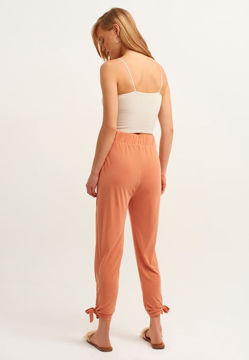 Cupro Pantolon ve Dikişsiz Crop Kombini