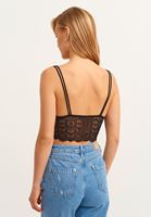 Bayan Siyah Romantik Dantelli Bralet