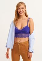 Bayan Lacivert Romantik Dantelli Bralet