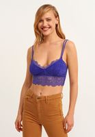 Bayan Lacivert Romantik Dantelli Bralet