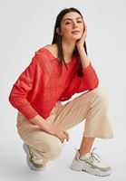 Bayan Kırmızı Dantel Görünümlü Bluz