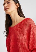 Bayan Kırmızı Dantel Görünümlü Bluz